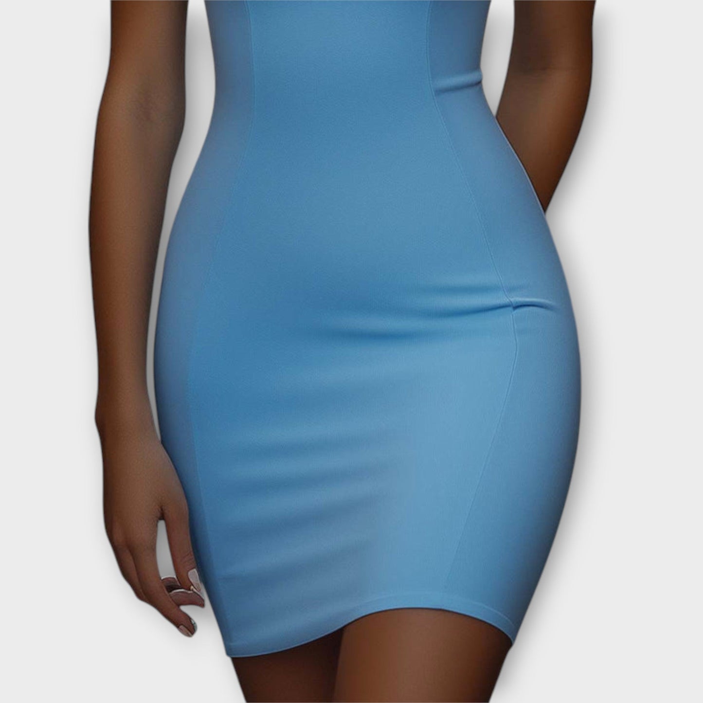 Maja – Modré elastické bodycon mini šaty