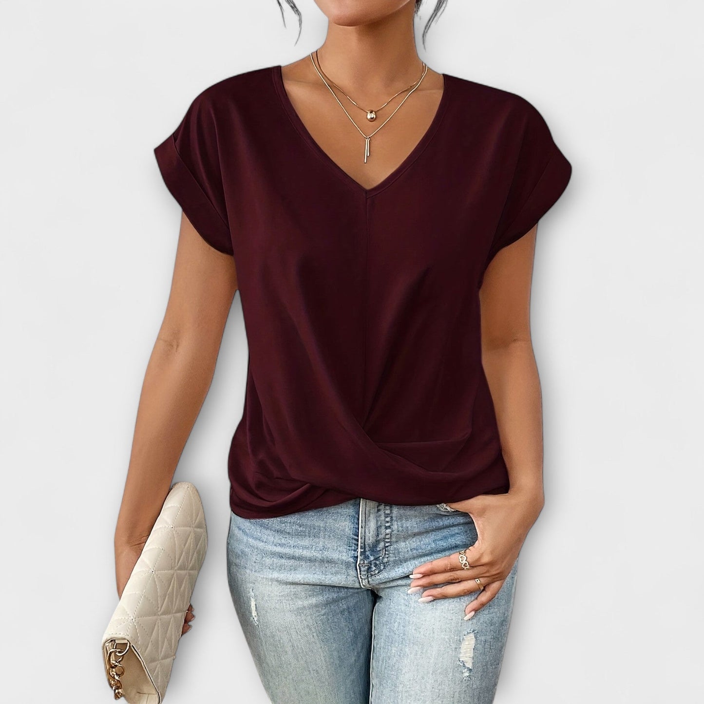 Eloise – Top s V-výstrihom a detailom uzla