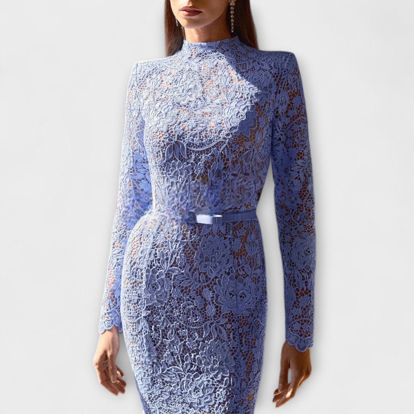 Freya – Elegantné Midi Šaty z Kvetinovej Čipky