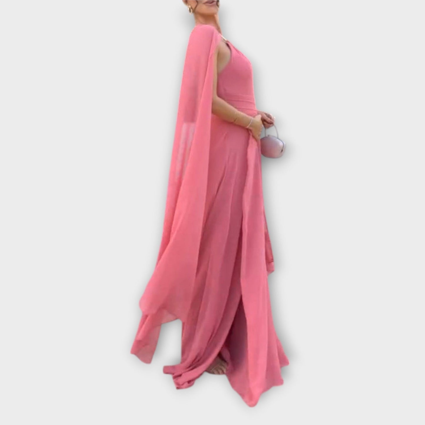 Mabel - Elegantné maxi šaty s plášťom a vysokým rozparkom