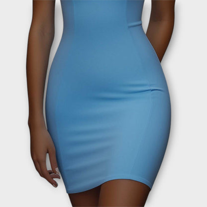 Maja – Modré elastické bodycon mini šaty