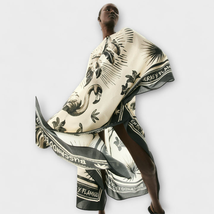 Melissa - Extra velký kaftan s potiskem plameňáka