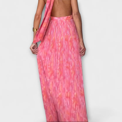 Seraphina – Elegantné Maxi Šaty s Holter Krkom a V Výstrihom