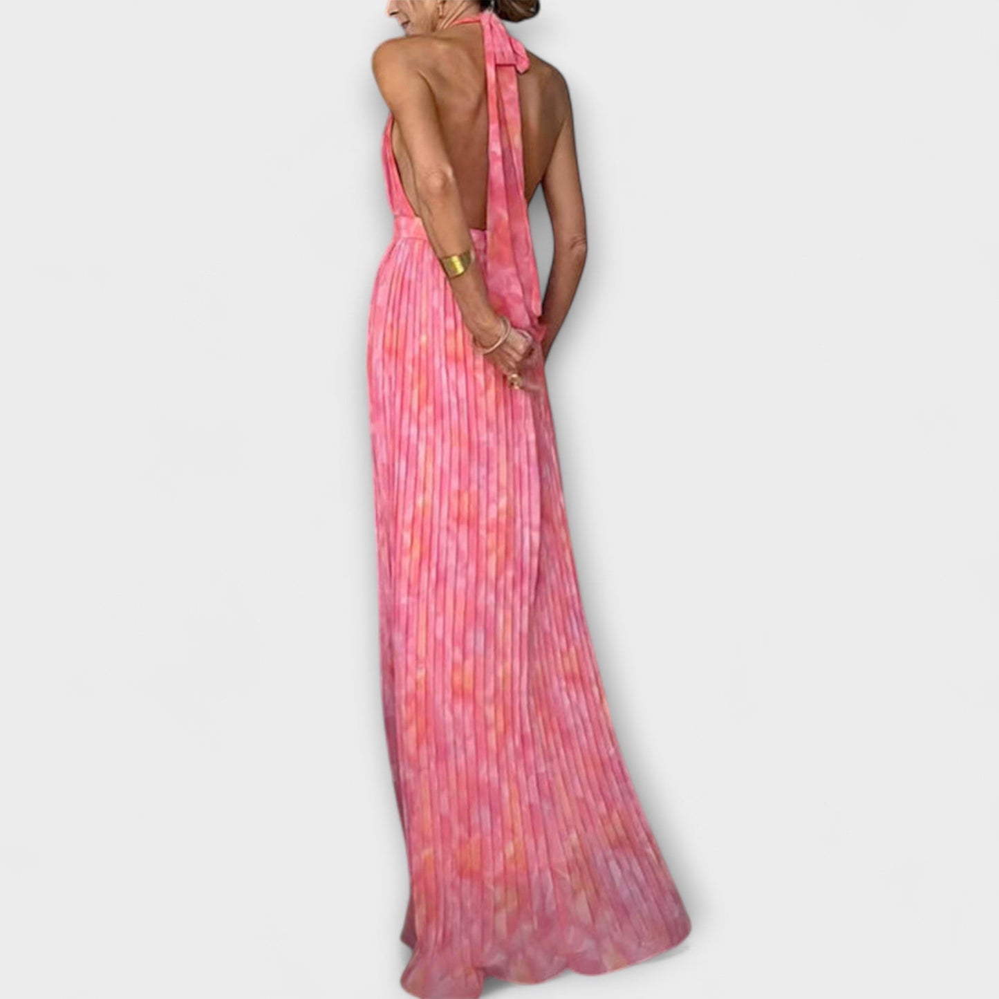 Seraphina – Elegantné Maxi Šaty s Holter Krkom a V Výstrihom