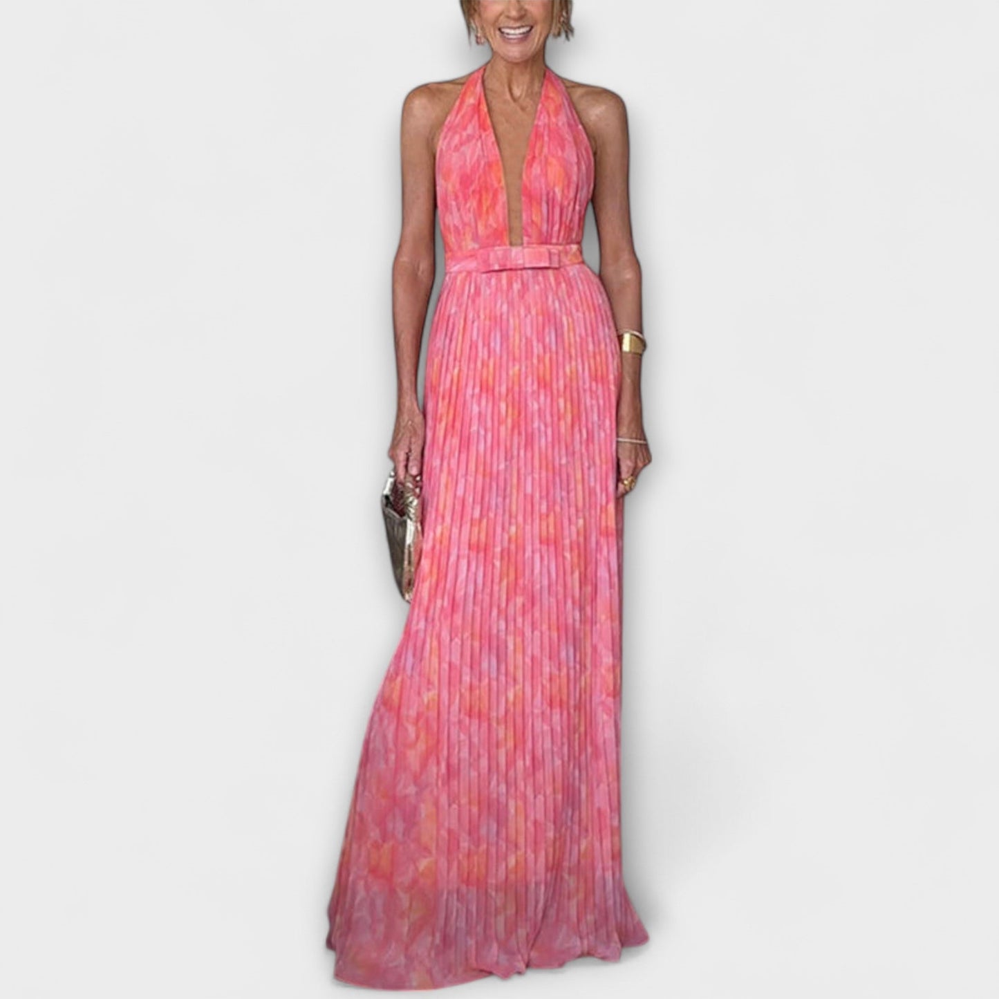 Seraphina – Elegantné Maxi Šaty s Holter Krkom a V Výstrihom
