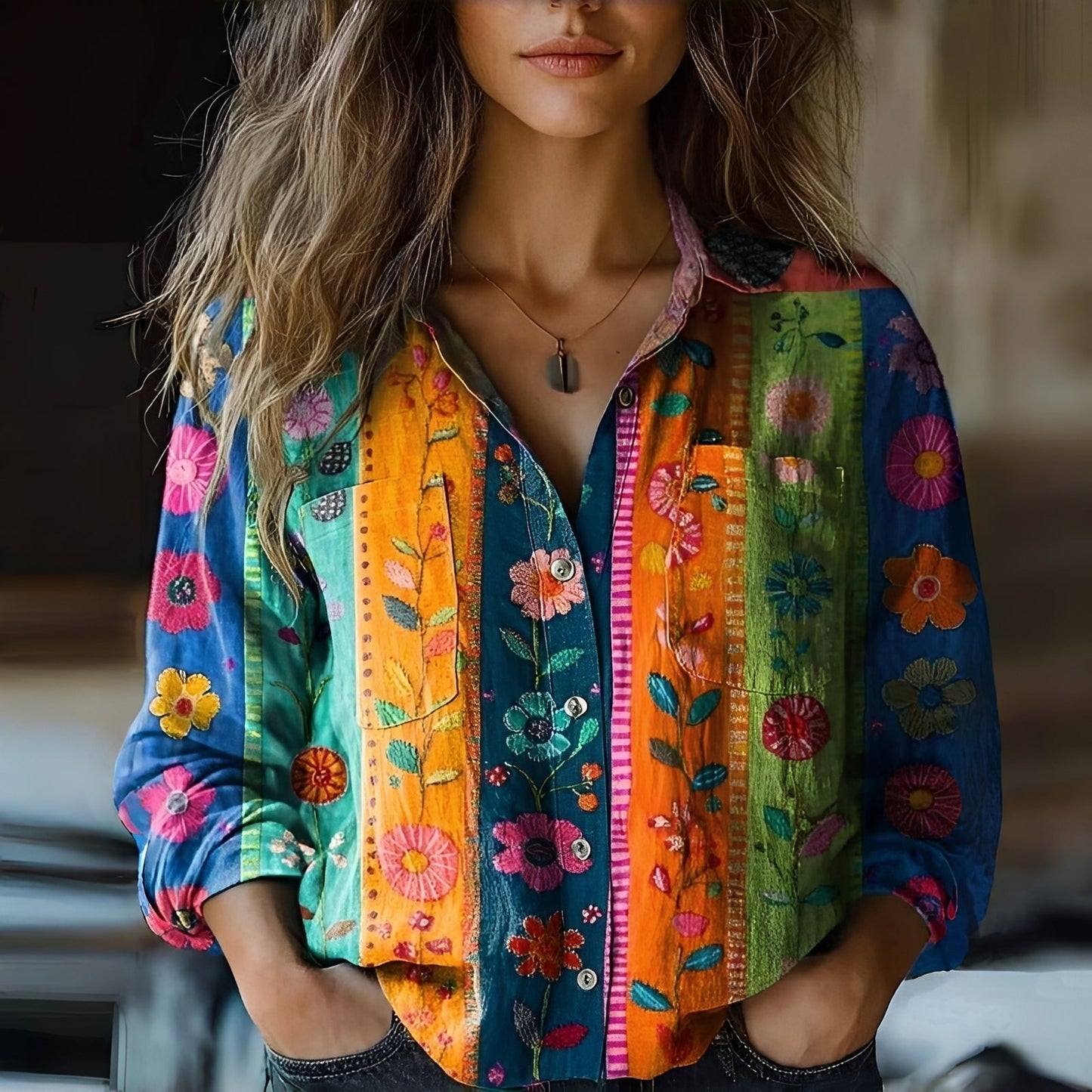 Roselyne - Voľná blúzka s elegantným vzorom pre ženy