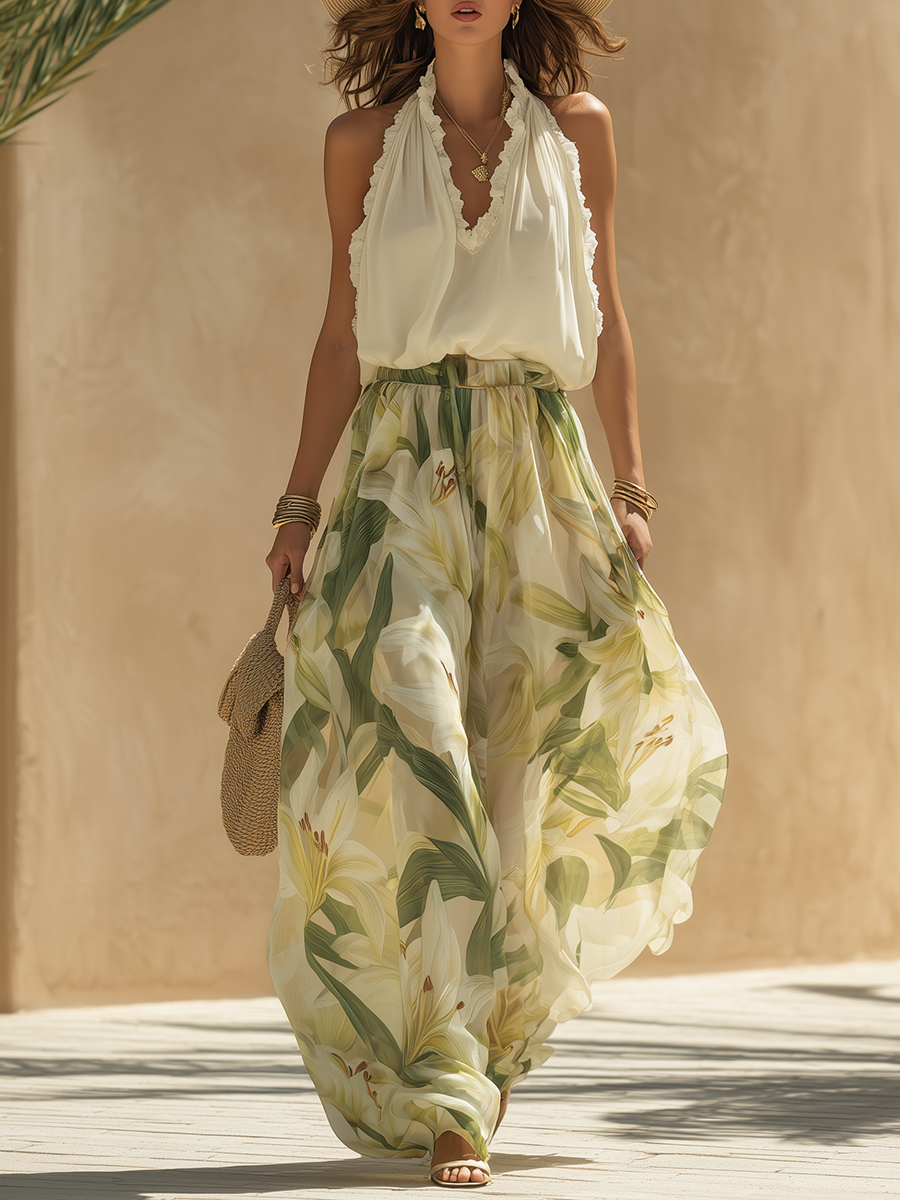 Lysandra™ | Elegantní letní set s halter topem a kalhotami