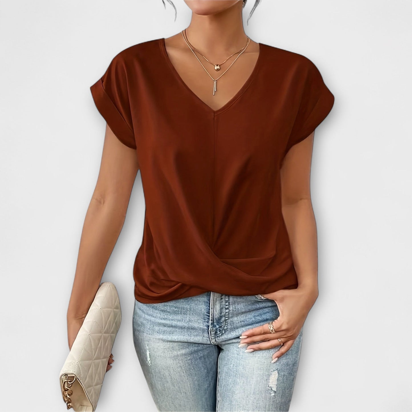 Eloise – Top s V-výstrihom a detailom uzla