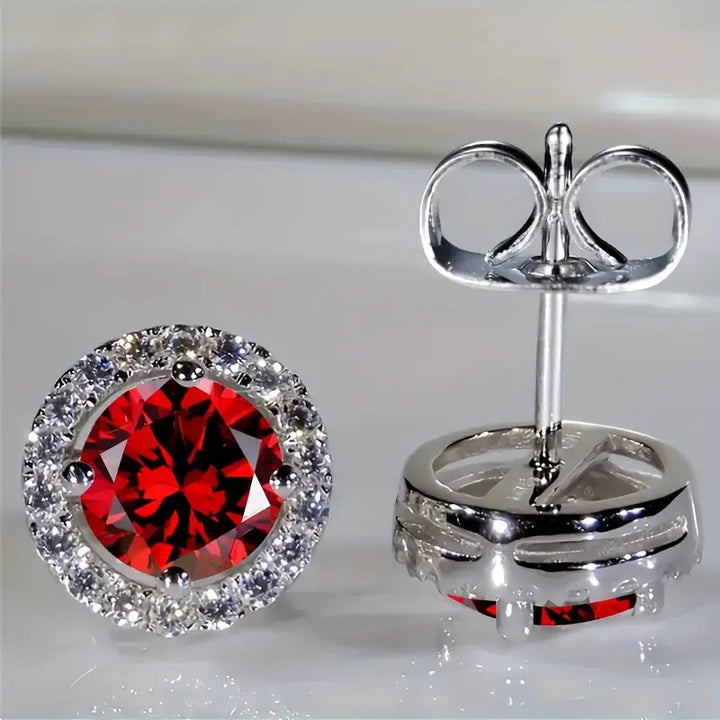 Luisa – Rubinové náušnice se slunečním designem.