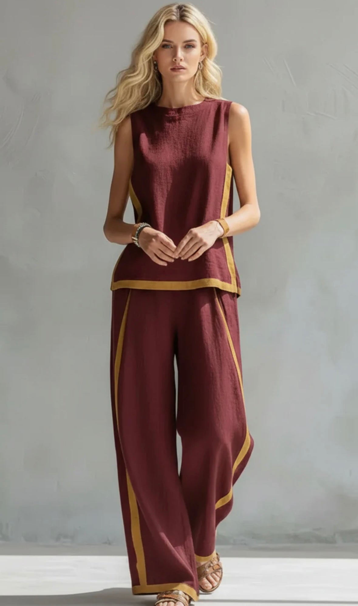 Valeria™ | Elegantní dvoudílný set se širokými kalhotami