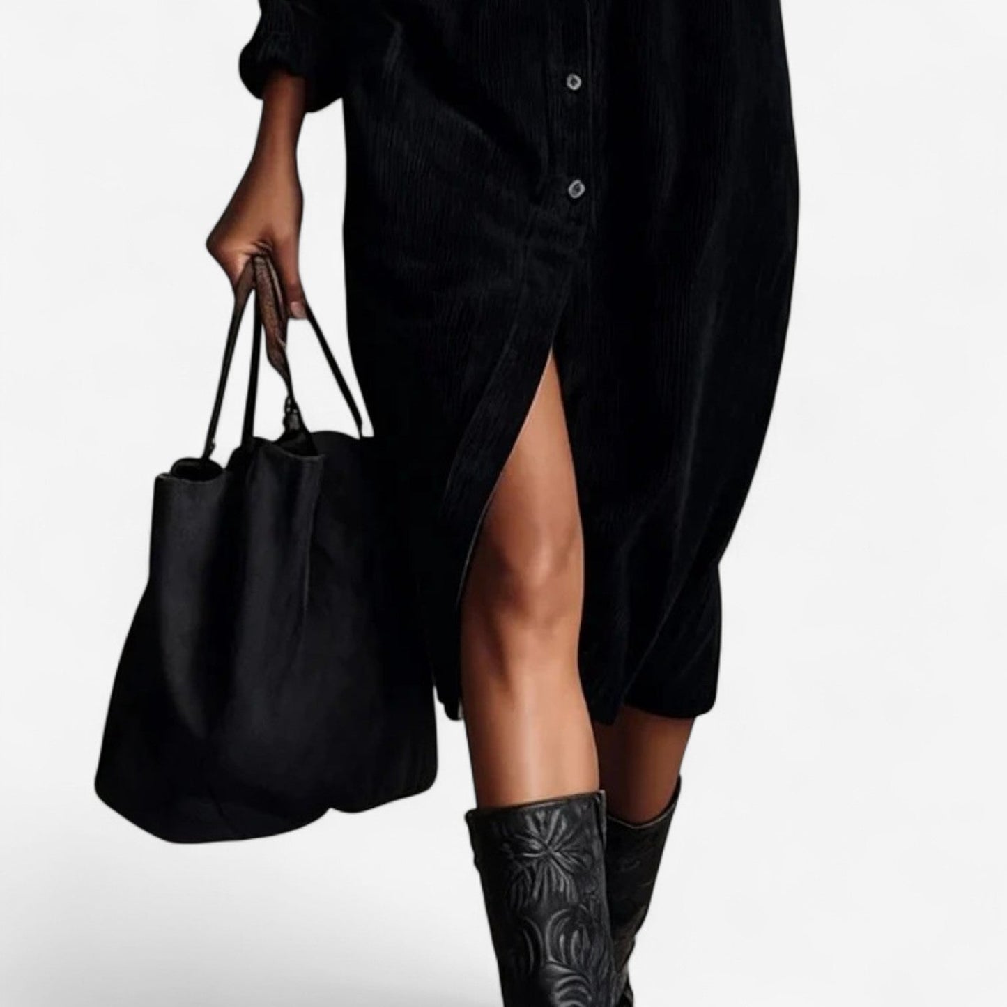 Anastacia™ Midi Ample z velúrového rebrovaného materiálu