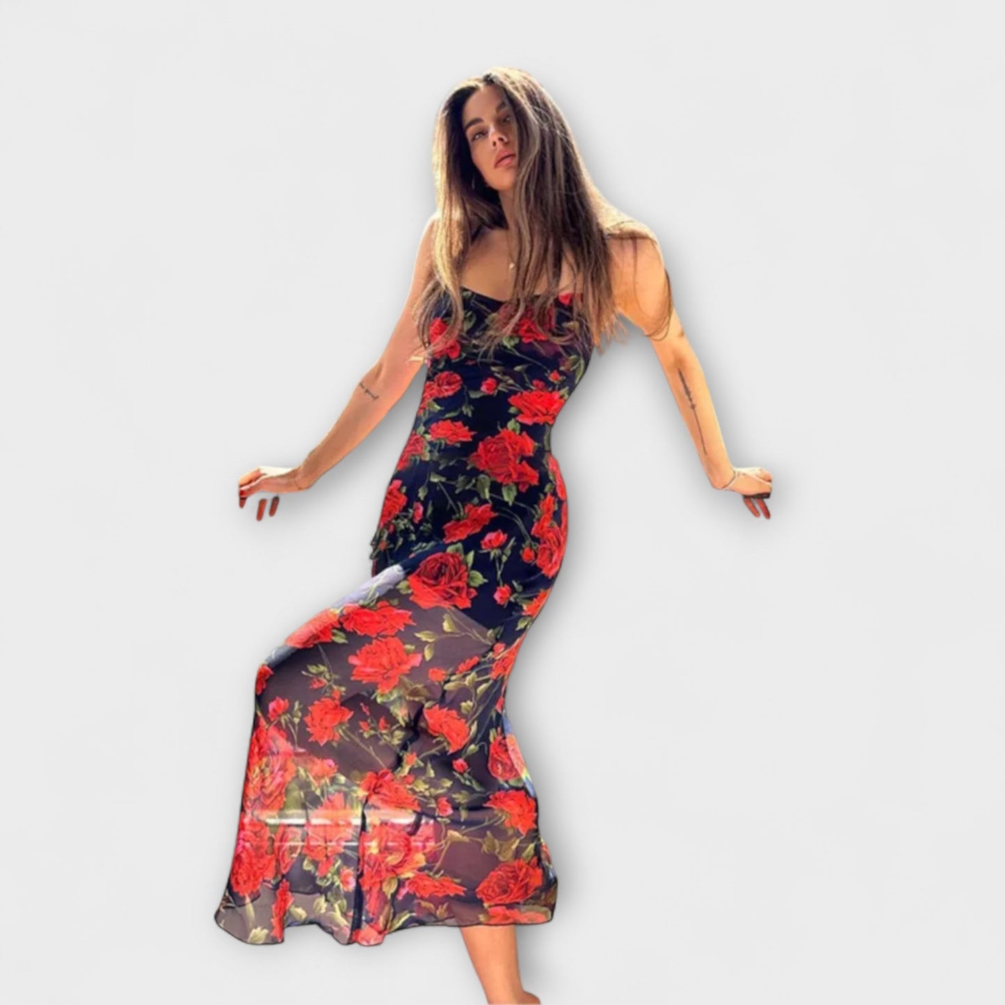 Bodycon šaty s kvetinovým vzorom a ramienkami