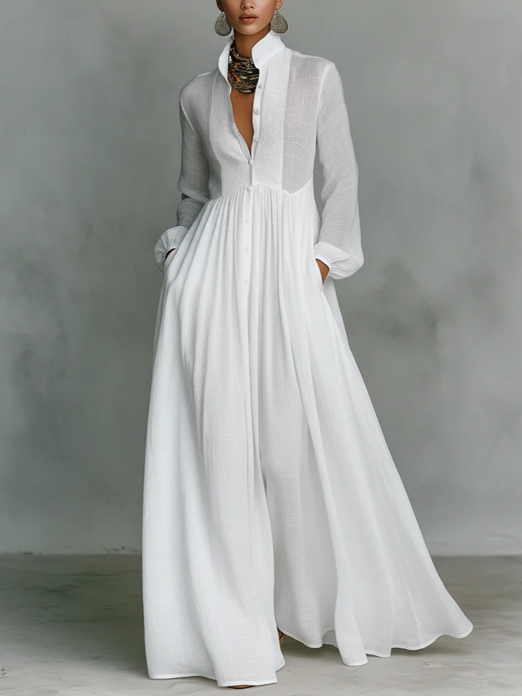 Léonie™ | Minimalistické Maxi Šaty so Stojačikom