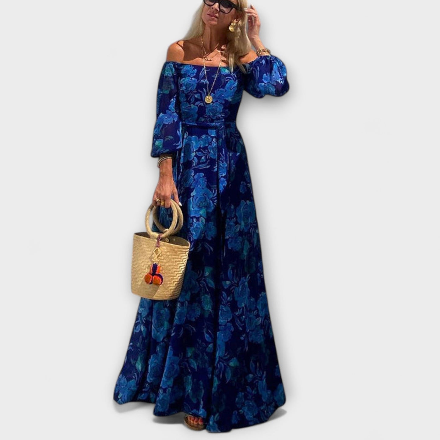 Juniper – Kvetinové Maxi Šaty s Odhalenými Ramenami na Dovolenku