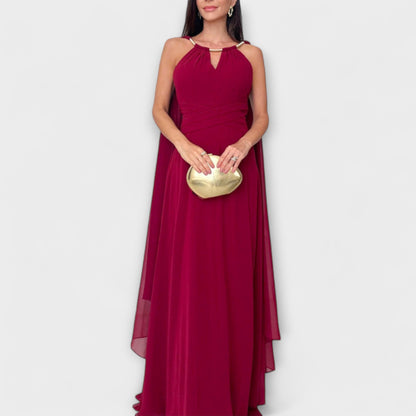 Mabel - Elegantné maxi šaty s plášťom a vysokým rozparkom