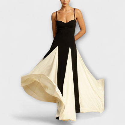 Ember - Klasická elegancia A-čiarové maxi šaty s tylovými panelmi