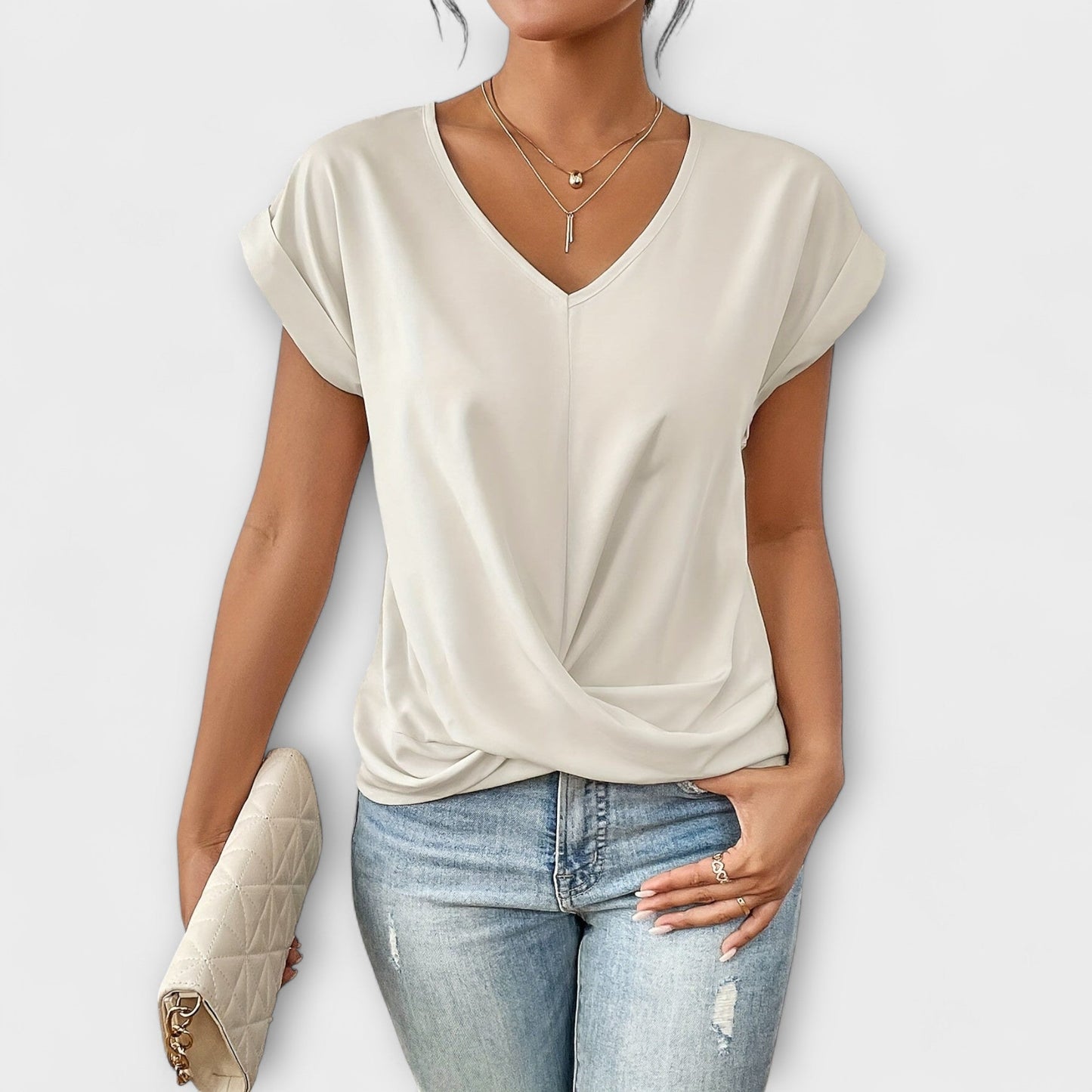 Eloise – Top s V-výstrihom a detailom uzla