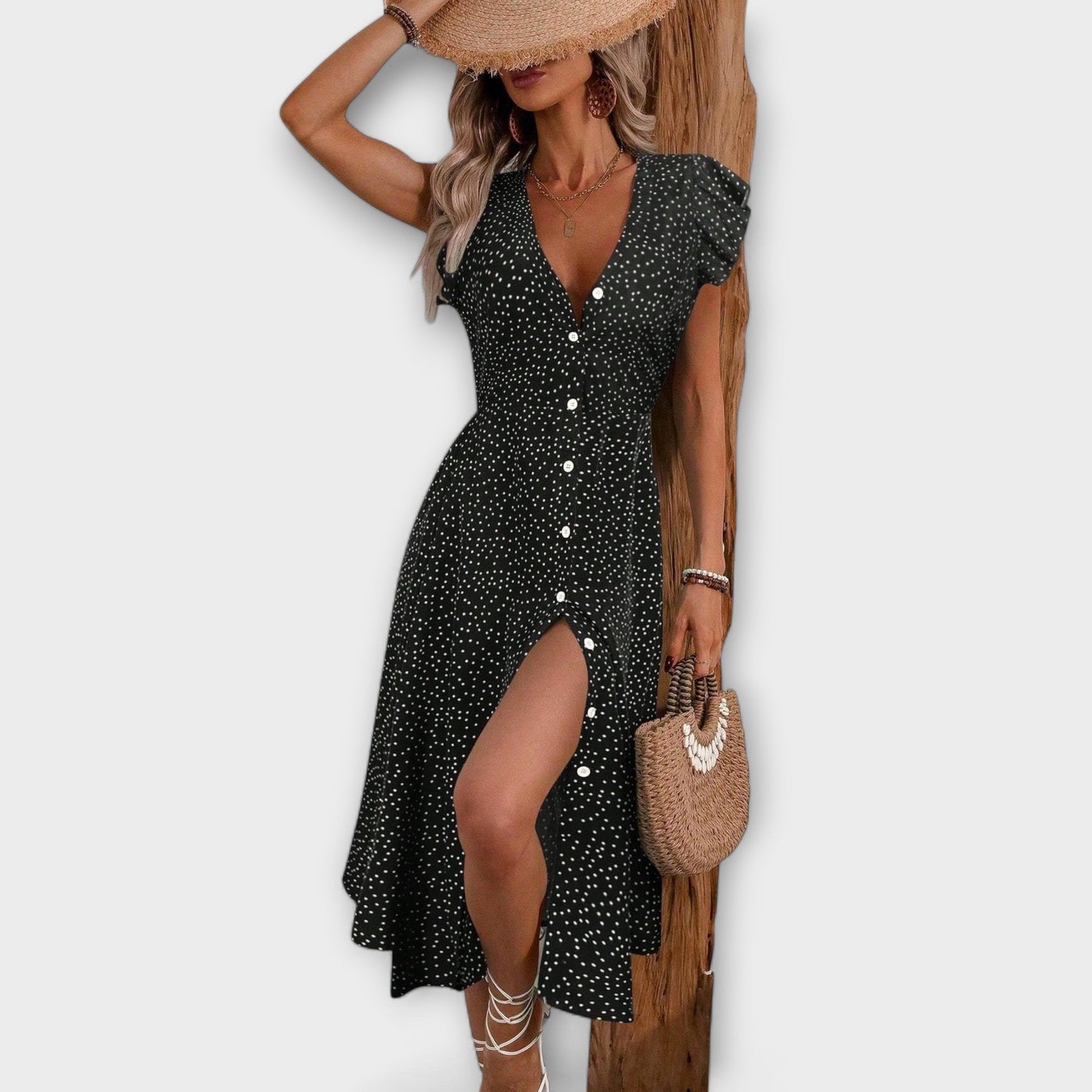 Elegantné Midi Šaty s Bodkami