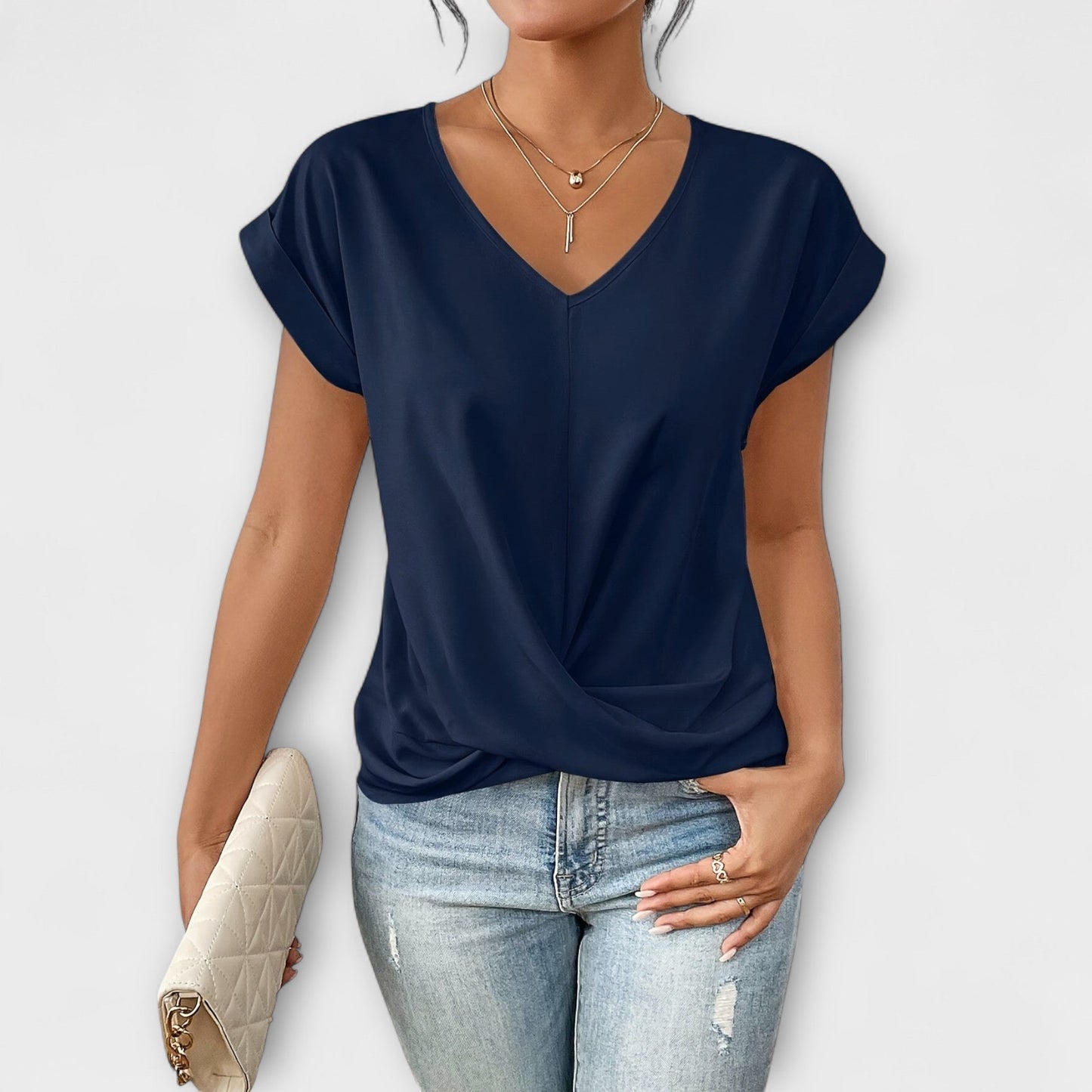 Eloise – Top s V-výstrihom a detailom uzla