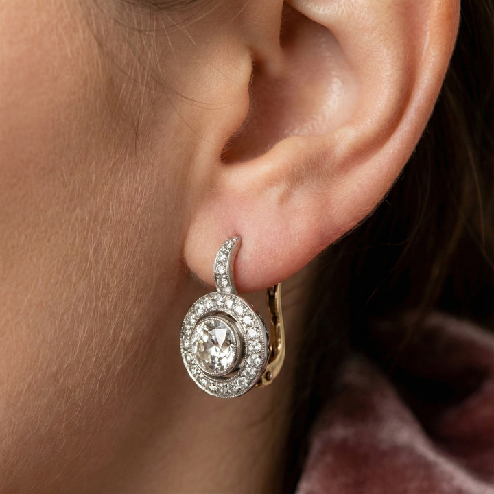 Amálie - Vintage zlaté a stříbrné krystalové náušnice