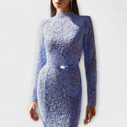 Freya – Elegantné Midi Šaty z Kvetinovej Čipky