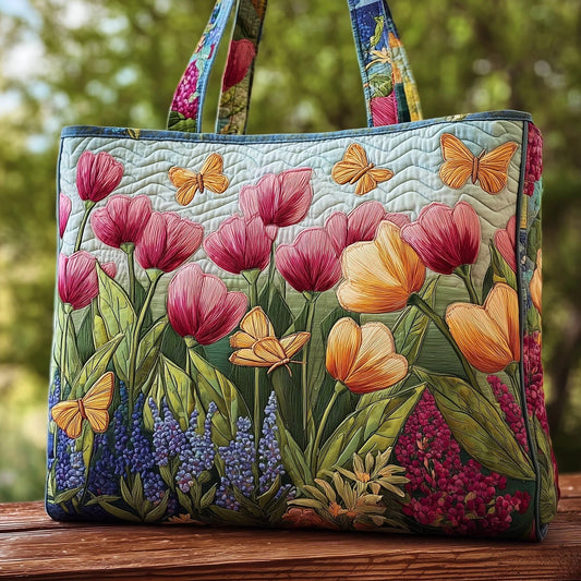 RUCNĚ ŠITÁ TAŠKA - TULIPÁNY