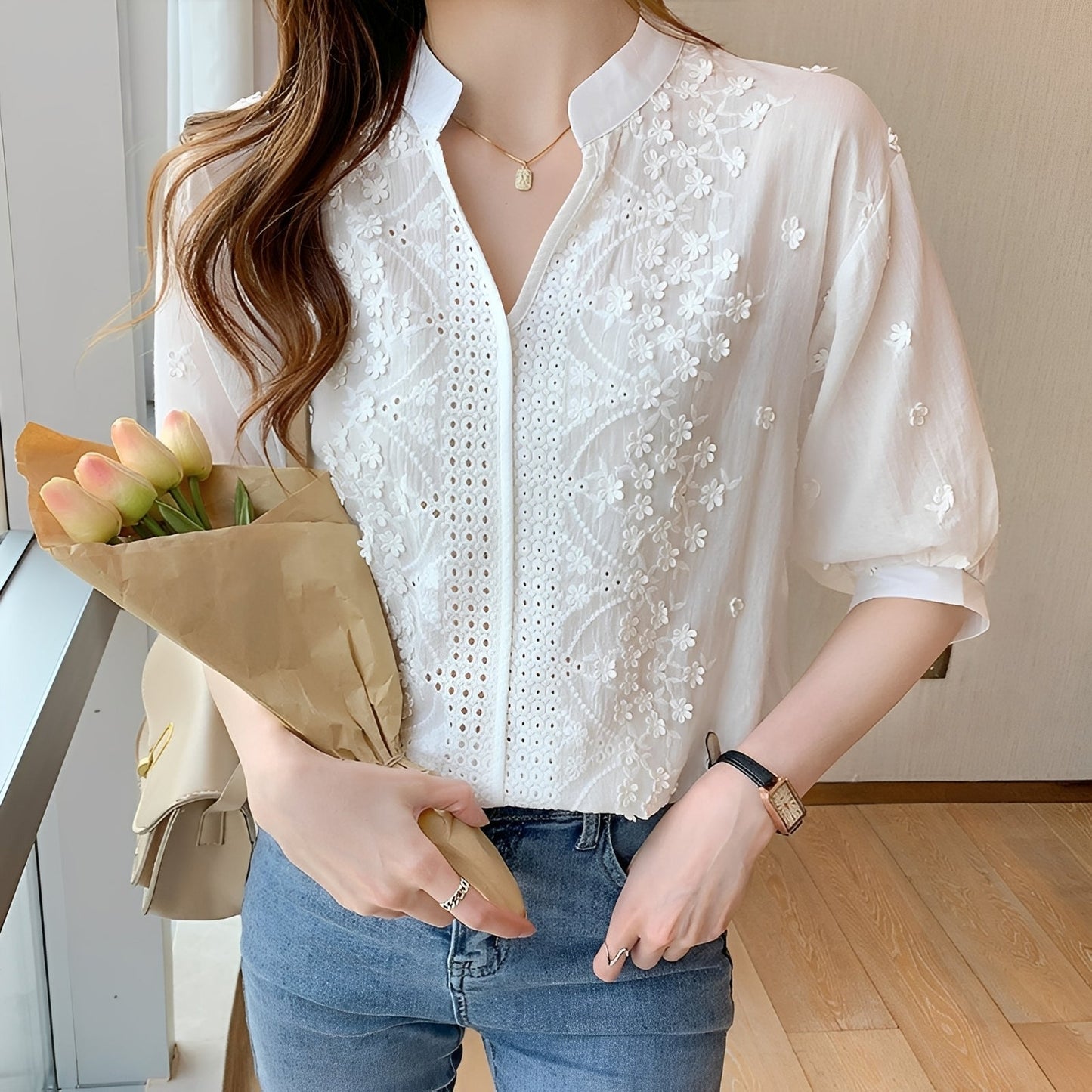 Camille – Biela Chemise Chic a Pohodlná