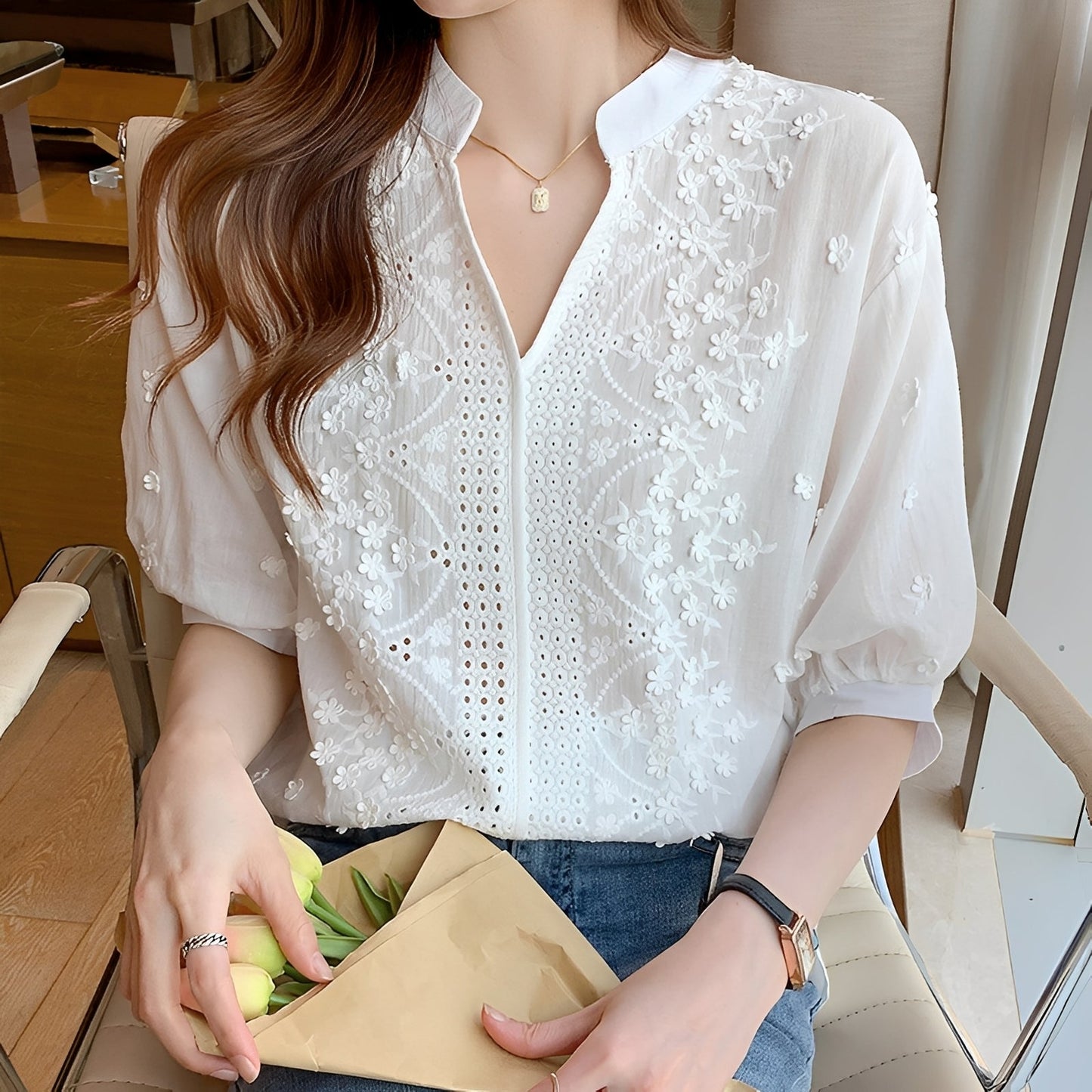 Camille – Biela Chemise Chic a Pohodlná