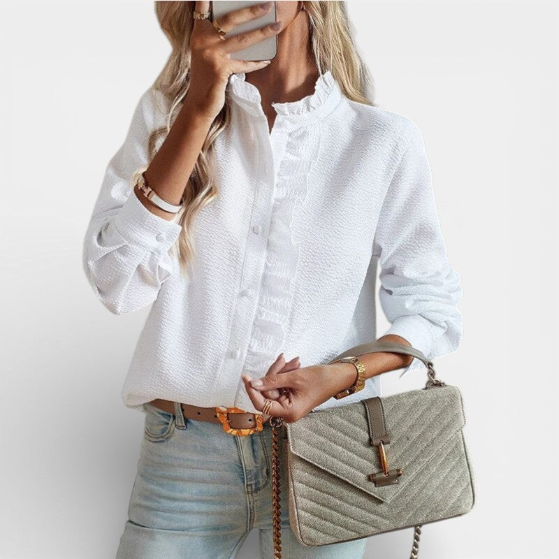 Tereza - Elegantná textúrovaná blúzka s volánmi